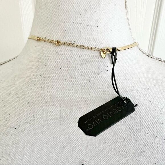 Argento Vivo Flat Gold-Plated Silver Necklace NEW - Picture 4 of 5